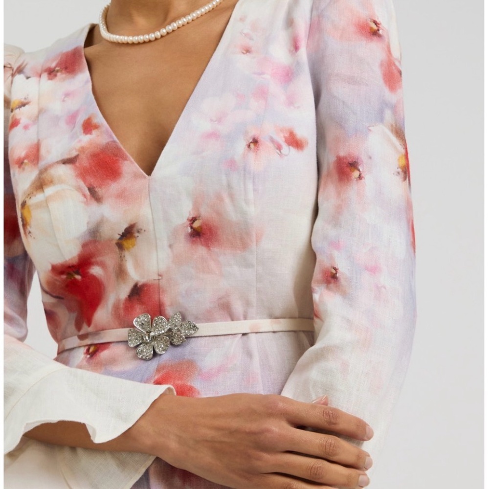 Zimmermann White and Pink Floral Long Sleeve Dress - Picture 3 of 4
